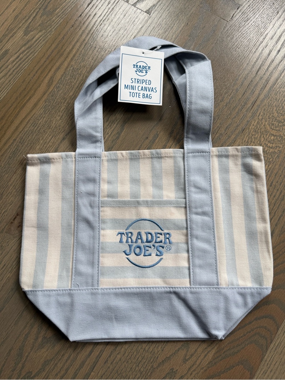 Trader Joe's Blue Striped Mini Canvas Tote Bag NWT